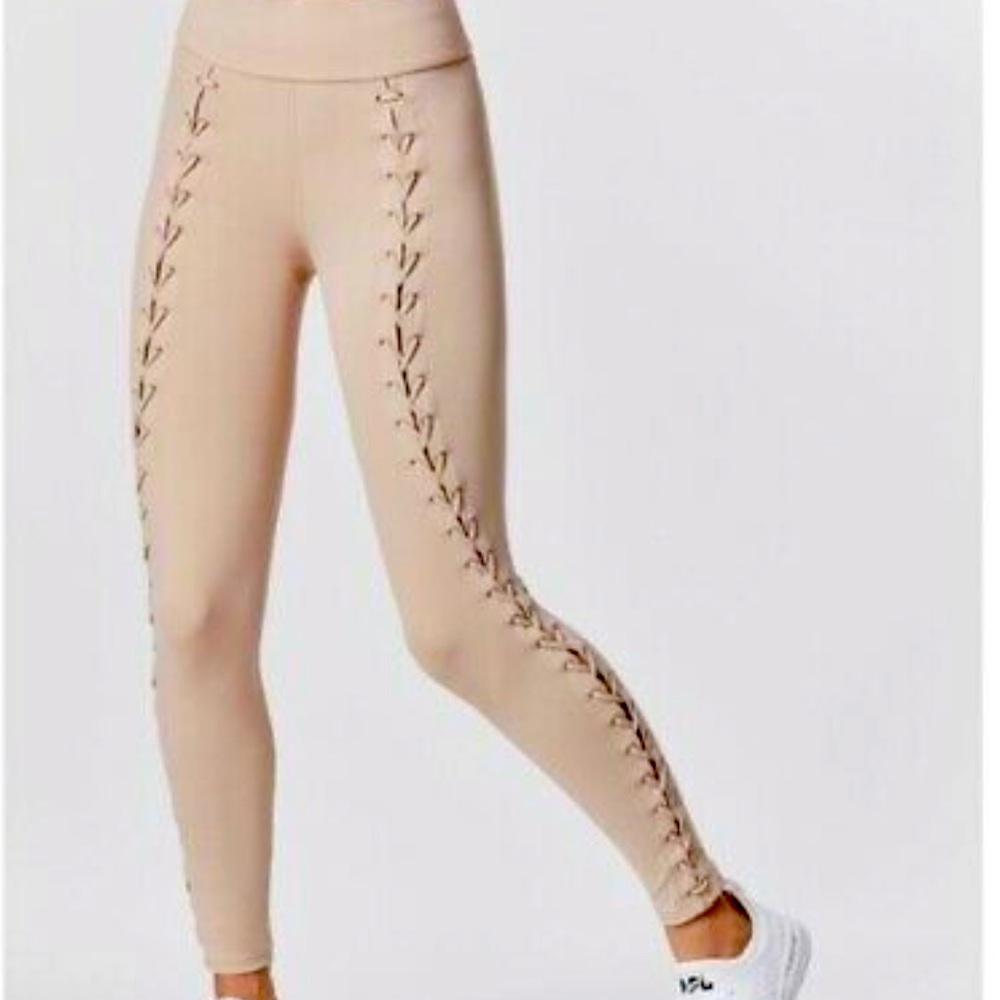 Carbon38 lace up tan leggings